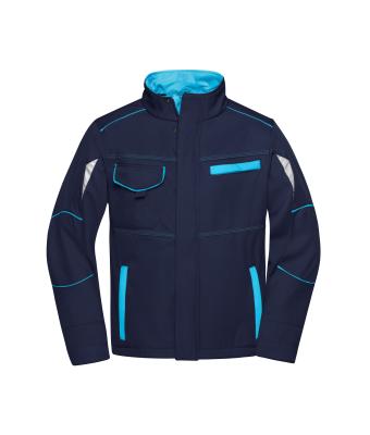 Unisex Workwear Softshell Jacket - COLOR - Navy/turquoise 8528