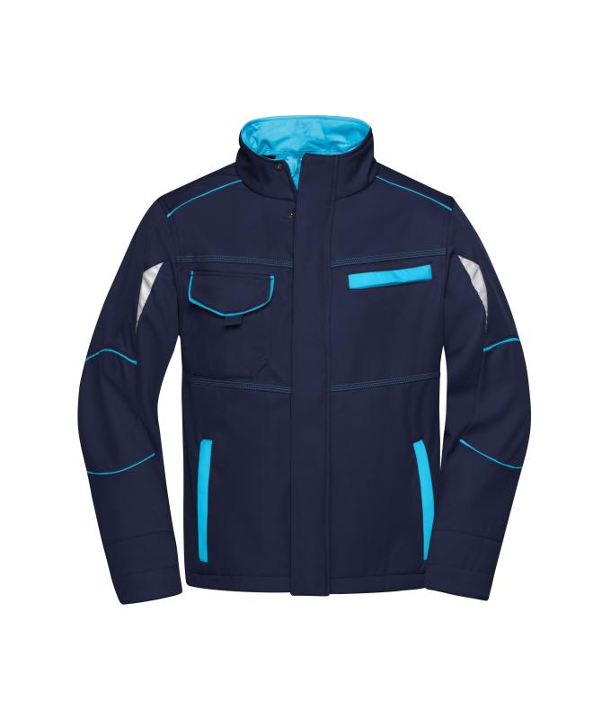 Unisex Workwear Softshell Jacket - COLOR - Navy/turquoise 8528