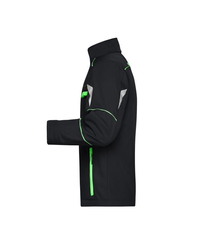 Unisex Workwear Softshell Jacket - COLOR - Black/lime-green 8528