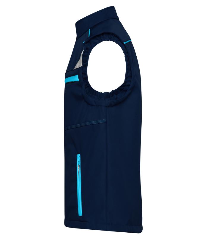 Unisex Workwear Softshell Vest - COLOR - Navy/turquoise 8529