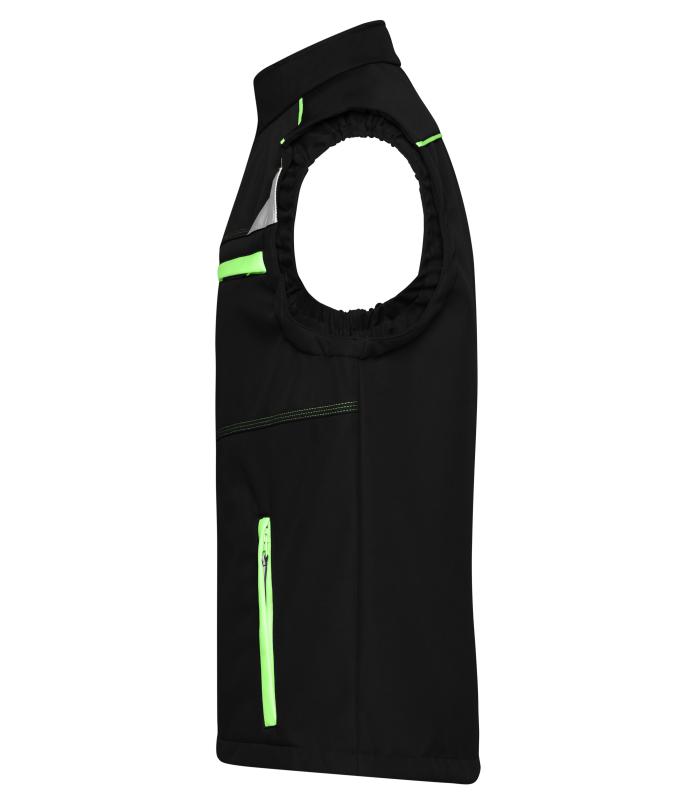 Unisex Workwear Softshell Vest - COLOR - Black/lime-green 8529