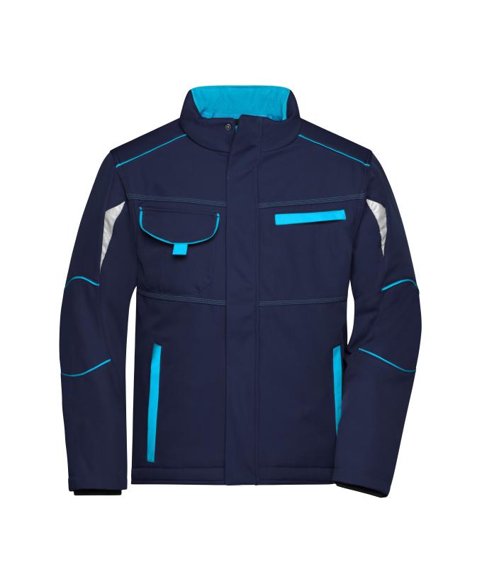 Unisex Workwear Softshell Padded Jacket - COLOR - Navy/turquoise 8530