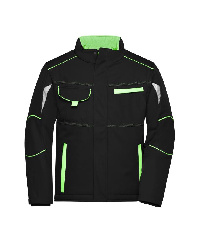 Unisex Workwear Softshell Padded Jacket - COLOR - Black/lime-green 8530