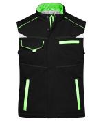 Unisex Workwear Softshell Padded Vest - COLOR - Black/lime-green 8531