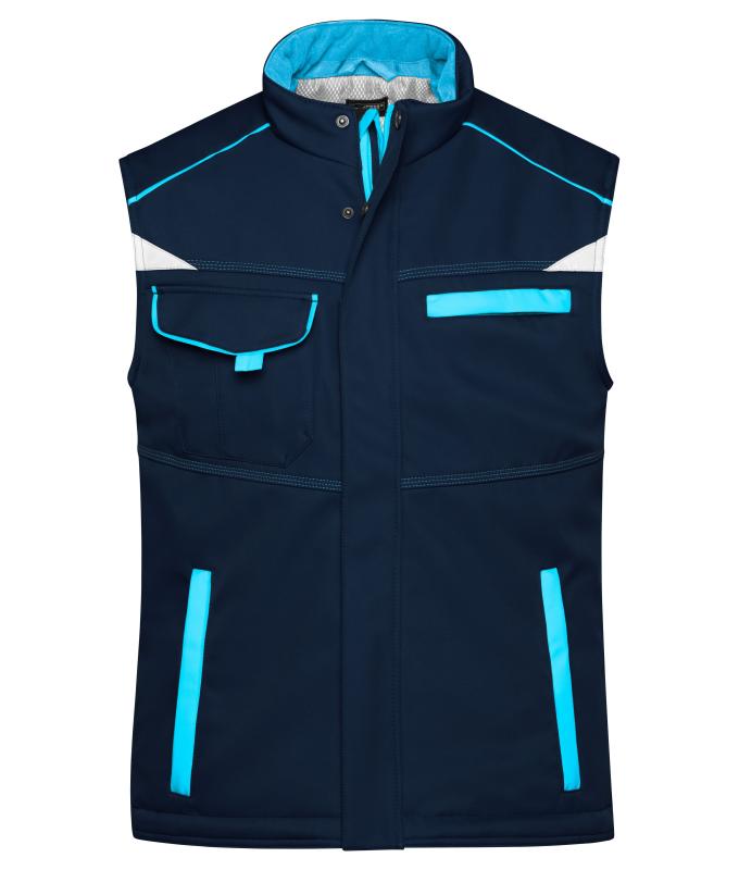 Unisex Workwear Softshell Padded Vest - COLOR - Navy/turquoise 8531