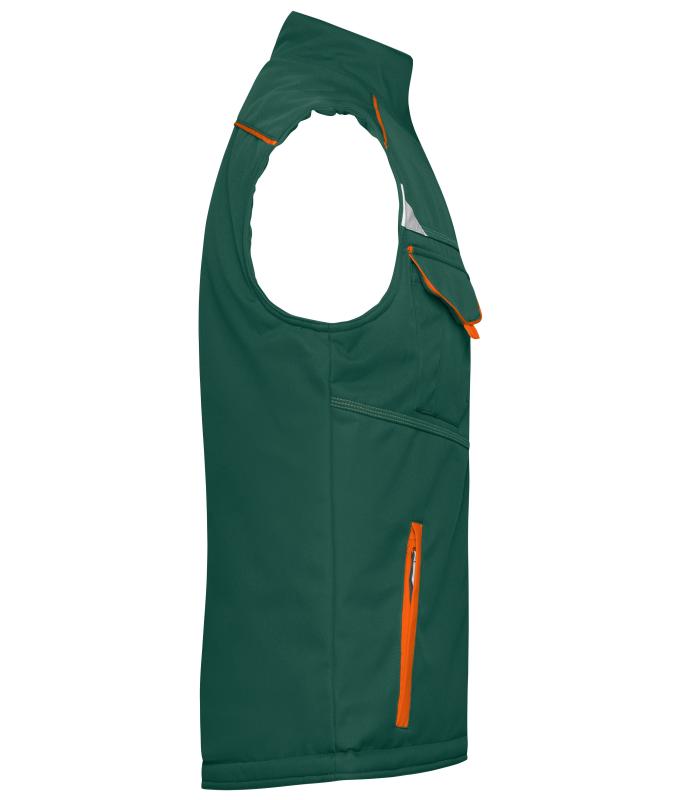 Unisex Workwear Softshell Padded Vest - COLOR - Dark-green/orange 8531