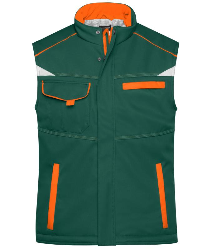 Unisex Workwear Softshell Padded Vest - COLOR - Dark-green/orange 8531