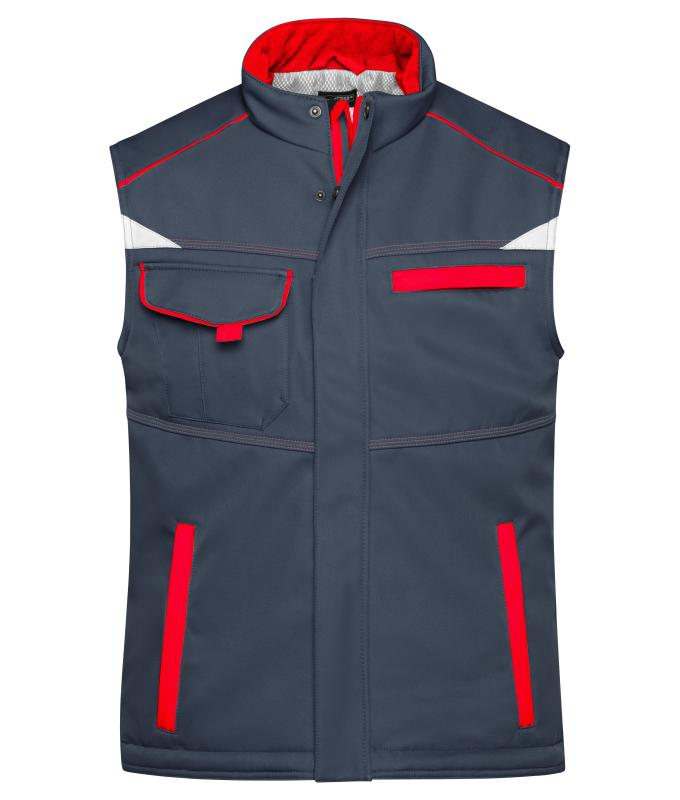 Unisex Workwear Softshell Padded Vest - COLOR - Carbon/red 8531