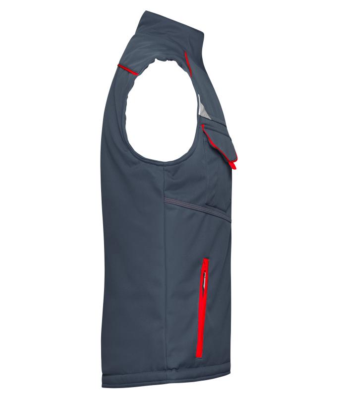 Unisex Workwear Softshell Padded Vest - COLOR - Carbon/red 8531