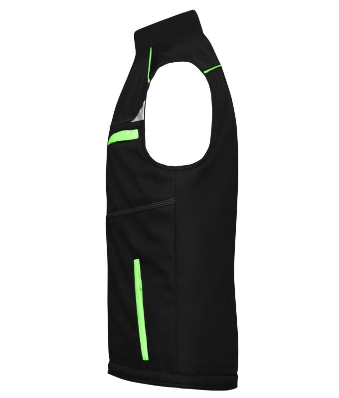 Unisex Workwear Softshell Padded Vest - COLOR - Black/lime-green 8531