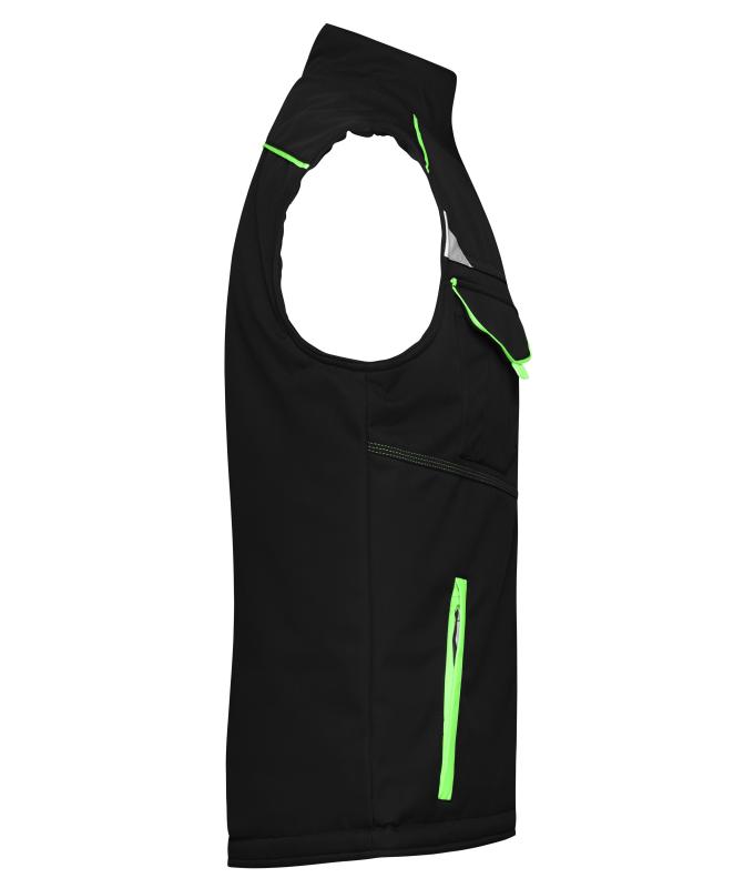 Unisex Workwear Softshell Padded Vest - COLOR - Black/lime-green 8531