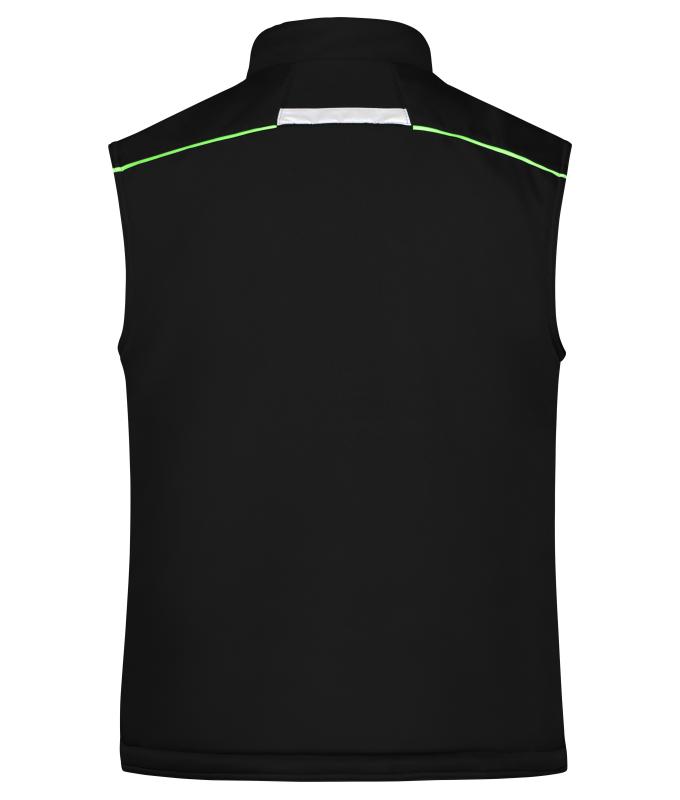 Unisex Workwear Softshell Padded Vest - COLOR - Black/lime-green 8531