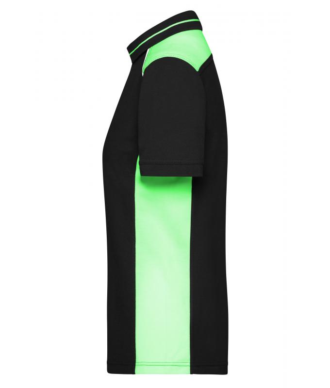 Damen Ladies' Workwear Polo - COLOR - Black/lime-green 8532