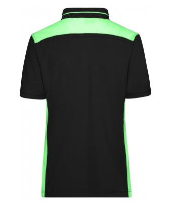Damen Ladies' Workwear Polo - COLOR - Black/lime-green 8532