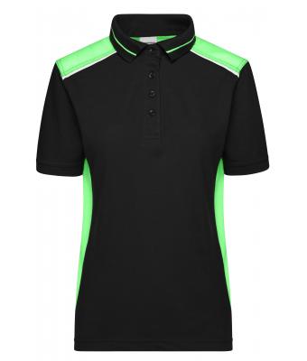 Damen Ladies' Workwear Polo - COLOR - Black/lime-green 8532