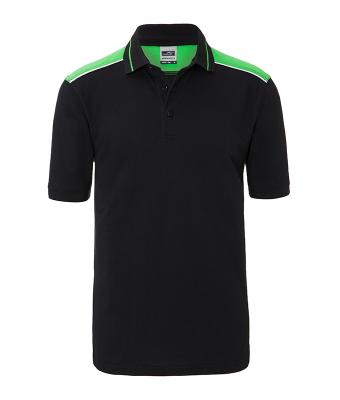 Herren Men's Workwear Polo - COLOR - Black/lime-green 8533