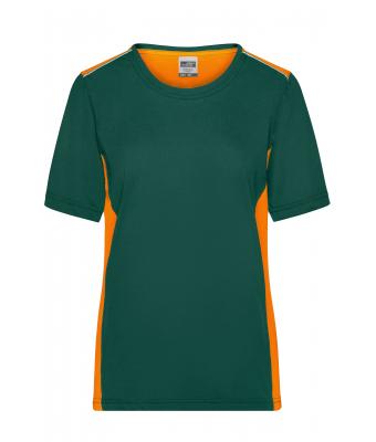 Damen Ladies' Workwear T-Shirt - COLOR - Dark-green/orange 8534