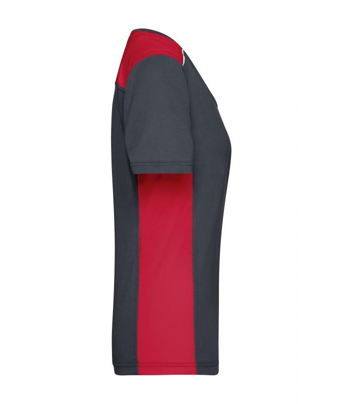 Damen Ladies' Workwear T-Shirt - COLOR - Carbon/red 8534