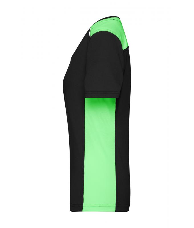 Damen Ladies' Workwear T-Shirt - COLOR - Black/lime-green 8534