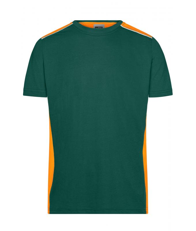 Men Men's Workwear T-Shirt - COLOR - Dark-green/orange 8535