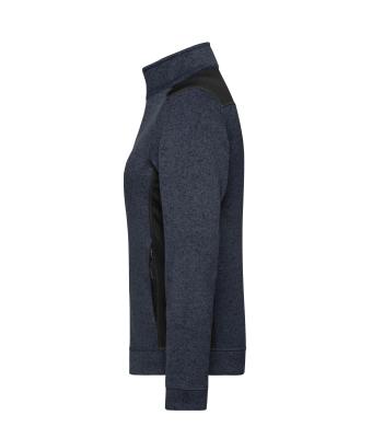 Damen Ladies' Knitted Workwear Fleece Jacket - STRONG - Carbon-melange/black 8536