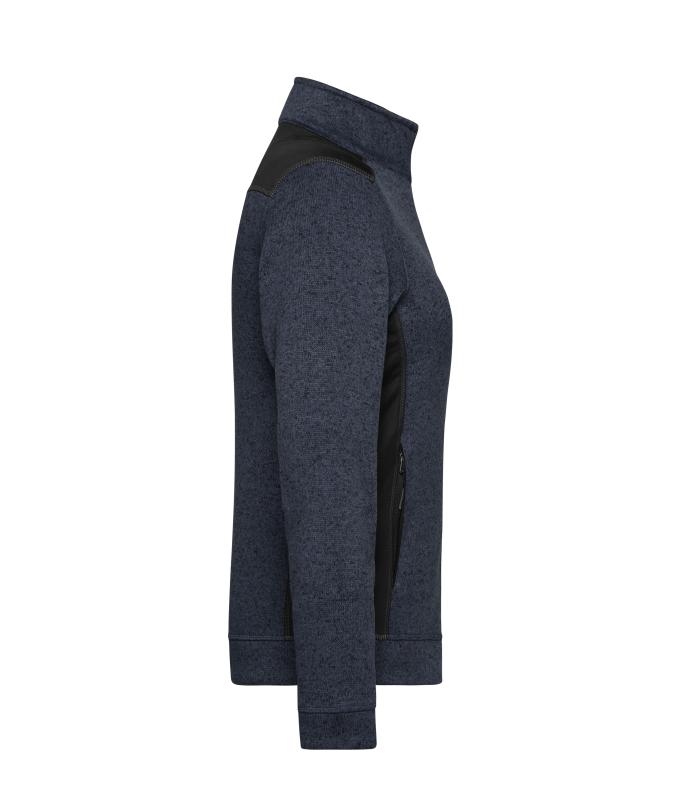 Damen Ladies' Knitted Workwear Fleece Jacket - STRONG - Carbon-melange/black 8536