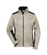 Damen Ladies' Knitted Workwear Fleece Jacket - STRONG - Stone-melange/black 8536