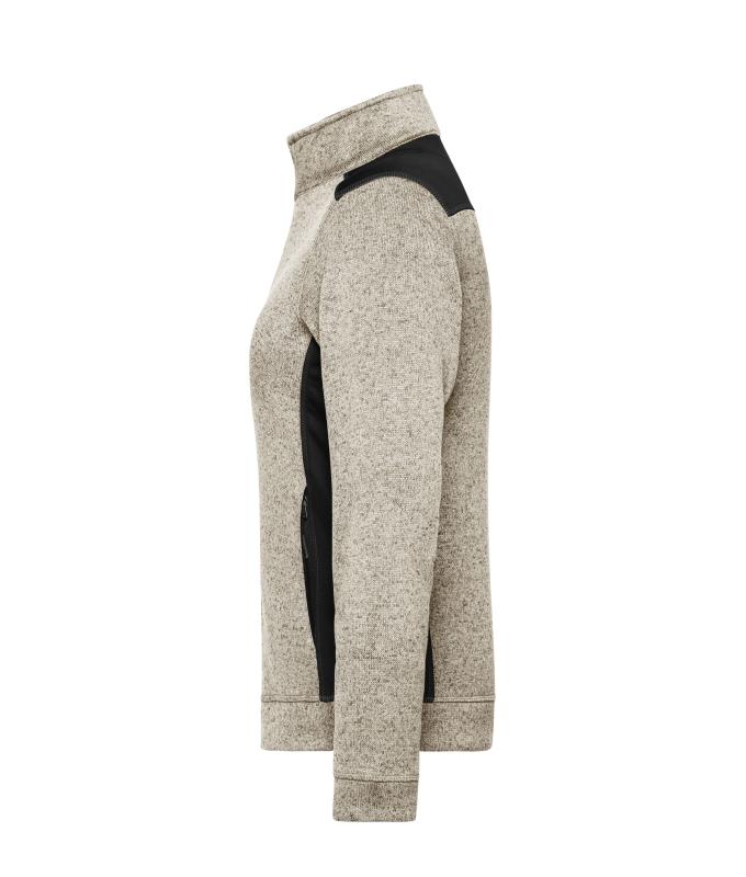 Ladies Ladies' Knitted Workwear Fleece Jacket - STRONG - Stone-melange/black 8536