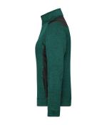 Damen Ladies' Knitted Workwear Fleece Jacket - STRONG - Dark-green-melange/black 8536