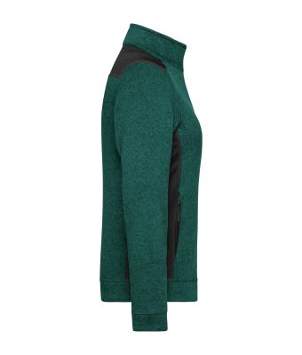 Damen Ladies' Knitted Workwear Fleece Jacket - STRONG - Dark-green-melange/black 8536