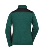Damen Ladies' Knitted Workwear Fleece Jacket - STRONG - Dark-green-melange/black 8536
