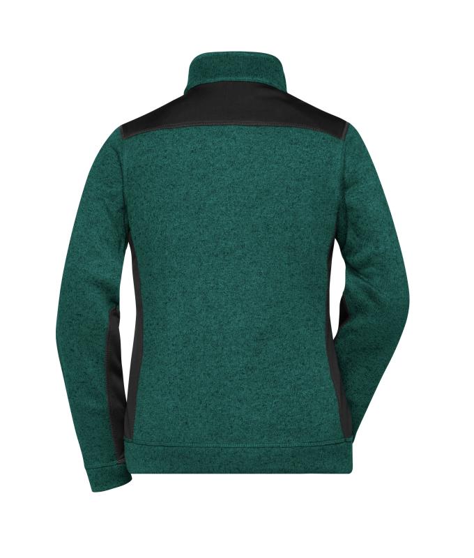 Damen Ladies' Knitted Workwear Fleece Jacket - STRONG - Dark-green-melange/black 8536