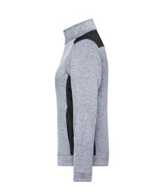 Damen Ladies' Knitted Workwear Fleece Jacket - STRONG - White-melange/carbon 8536