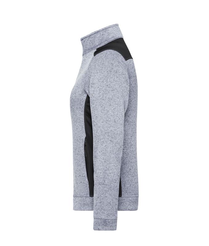 Damen Ladies' Knitted Workwear Fleece Jacket - STRONG - White-melange/carbon 8536