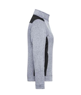 Damen Ladies' Knitted Workwear Fleece Jacket - STRONG - White-melange/carbon 8536