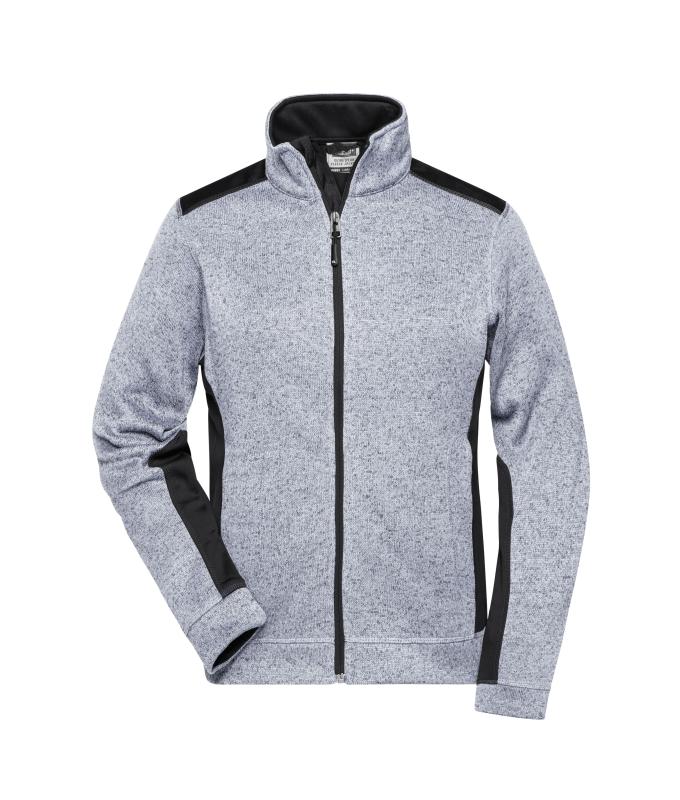 Damen Ladies' Knitted Workwear Fleece Jacket - STRONG - White-melange/carbon 8536