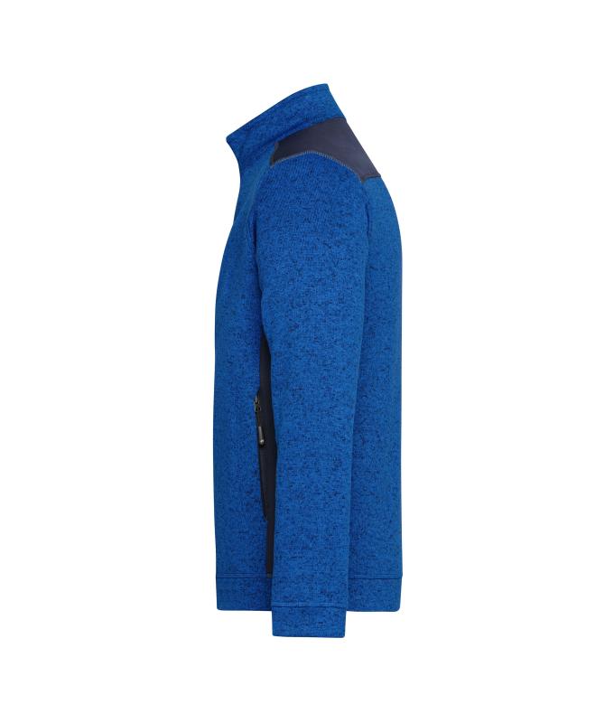Herren Men's Knitted Workwear Fleece Jacket - STRONG - Royal-melange/navy 8537