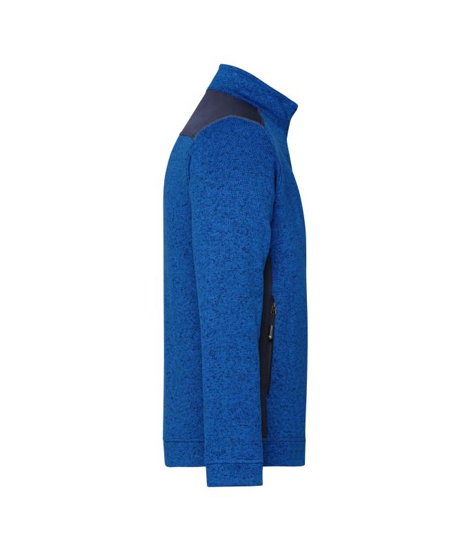 Herren Men's Knitted Workwear Fleece Jacket - STRONG - Royal-melange/navy 8537