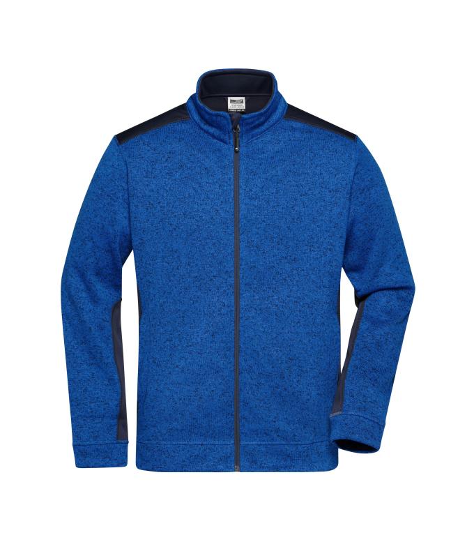 Men Men's Knitted Workwear Fleece Jacket - STRONG - Royal-melange/navy 8537