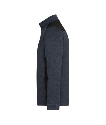 Herren Men's Knitted Workwear Fleece Jacket - STRONG - Carbon-melange/black 8537