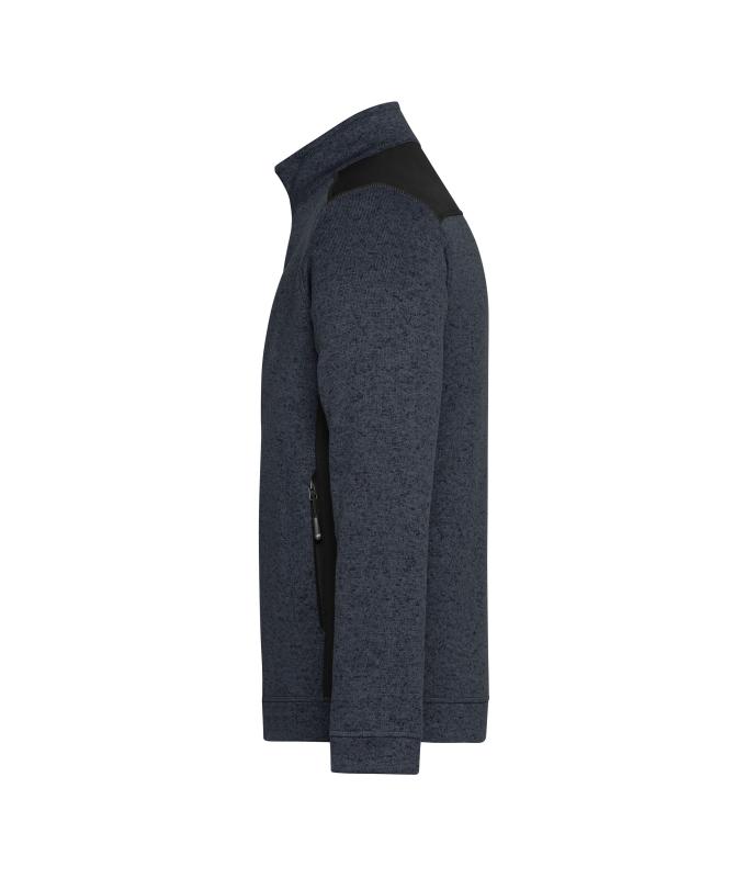 Herren Men's Knitted Workwear Fleece Jacket - STRONG - Carbon-melange/black 8537
