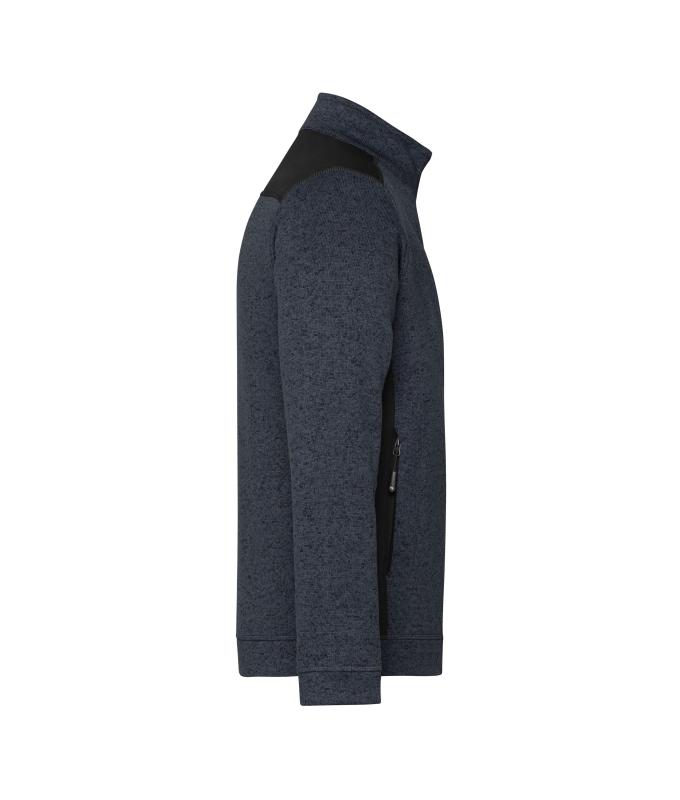 Herren Men's Knitted Workwear Fleece Jacket - STRONG - Carbon-melange/black 8537