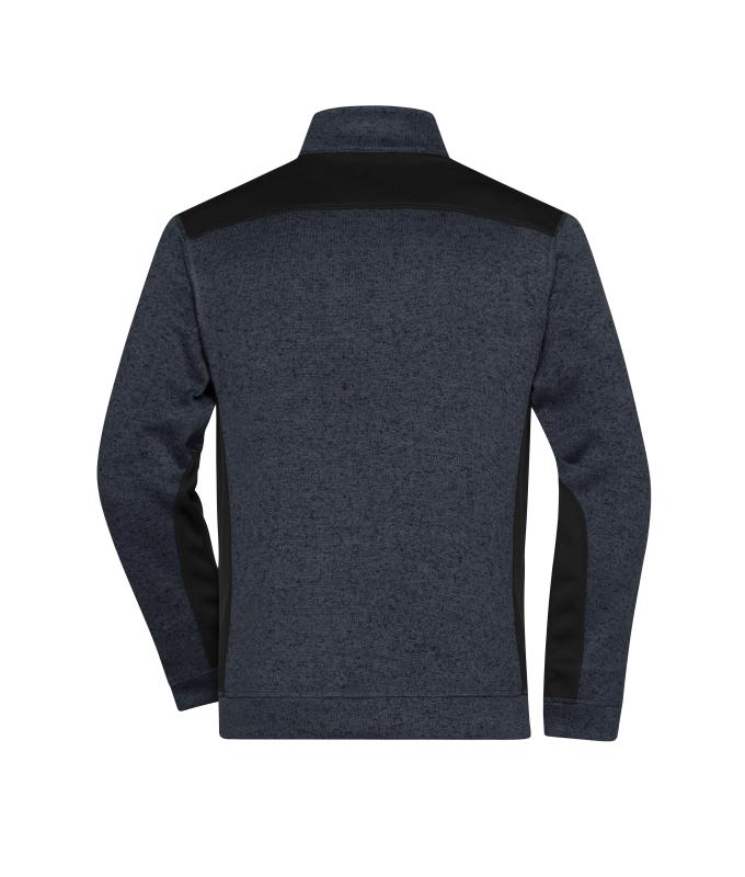 Herren Men's Knitted Workwear Fleece Jacket - STRONG - Carbon-melange/black 8537