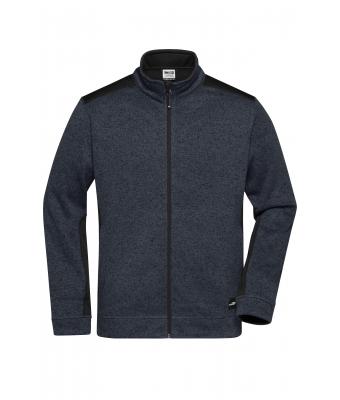 Herren Men's Knitted Workwear Fleece Jacket - STRONG - Carbon-melange/black 8537