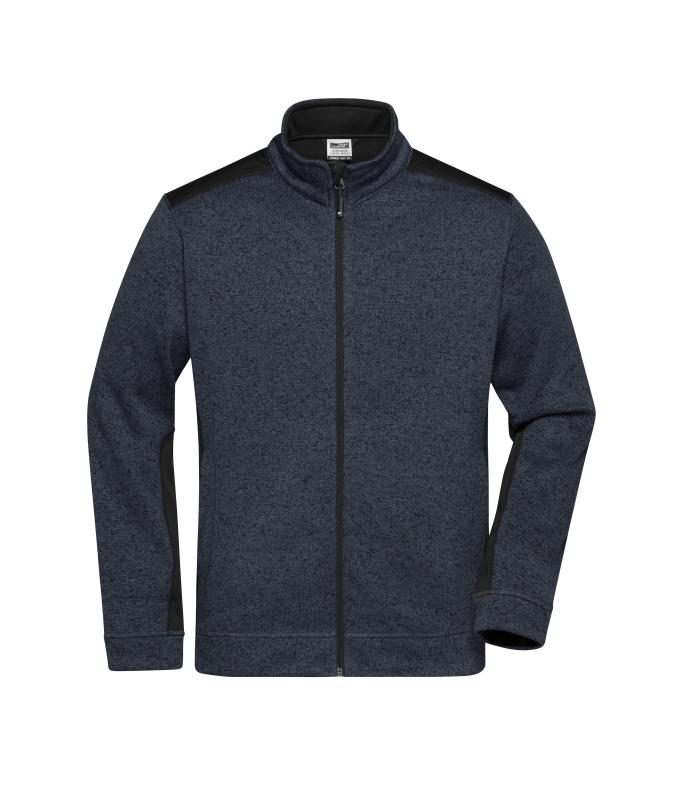 Herren Men's Knitted Workwear Fleece Jacket - STRONG - Carbon-melange/black 8537