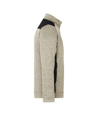 Herren Men's Knitted Workwear Fleece Jacket - STRONG - Stone-melange/black 8537