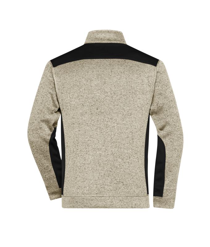 Herren Men's Knitted Workwear Fleece Jacket - STRONG - Stone-melange/black 8537