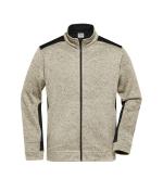 Herren Men's Knitted Workwear Fleece Jacket - STRONG - Stone-melange/black 8537