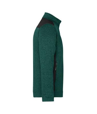 Men Men's Knitted Workwear Fleece Jacket - STRONG - Dark-green-melange/black 8537