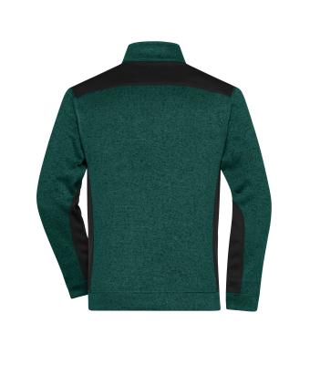 Men Men's Knitted Workwear Fleece Jacket - STRONG - Dark-green-melange/black 8537